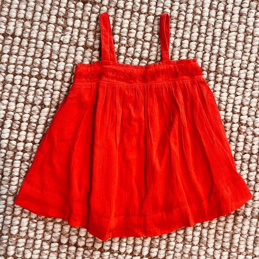 Mini Boden Girls 4-5Y Tunic Linen Tank Orange (top only)